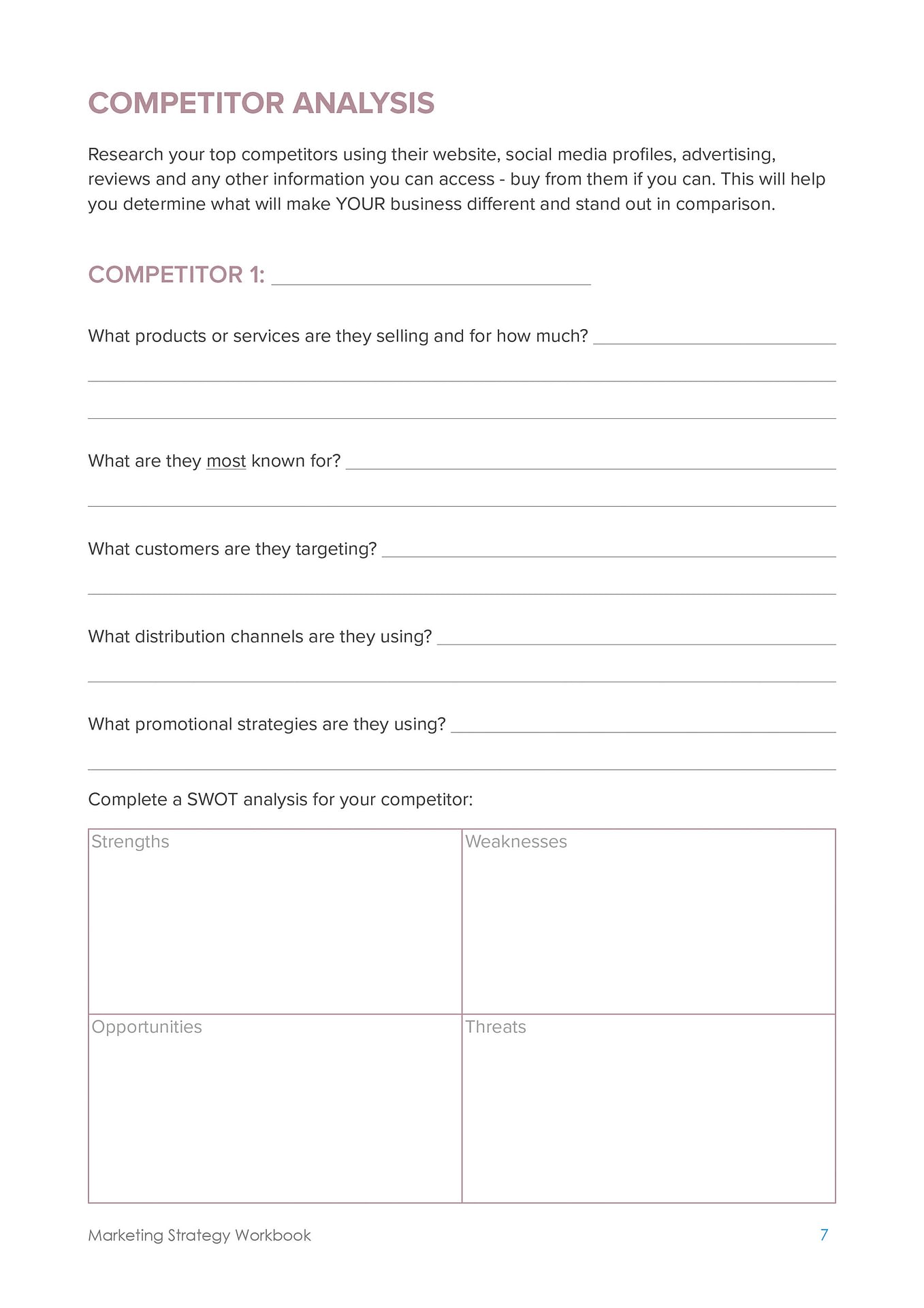 Marketing Strategy Workbook
